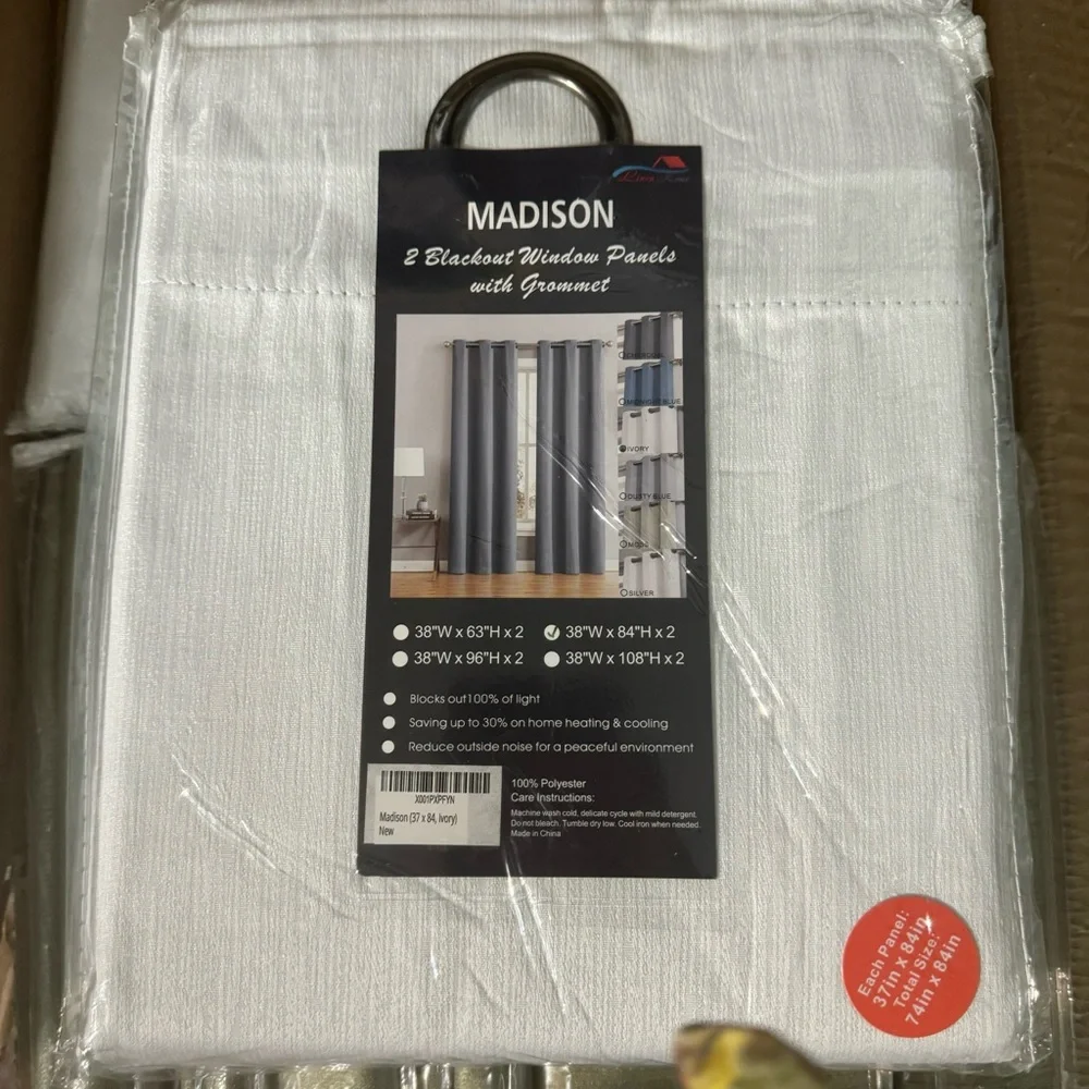Madison Ivory 2 blackout window panels with grommet